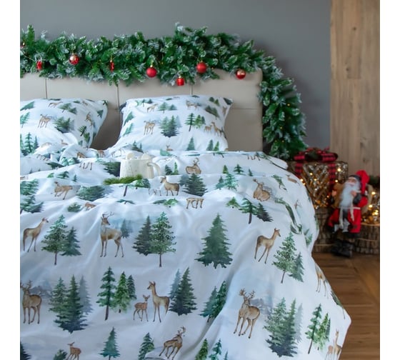 Изображение товара Комплект постельного белья Этель 1.5 сп "Однажды в лесу" 143х215 см, 150х214 см, 70х70 см 2 шт, поплин 9823939