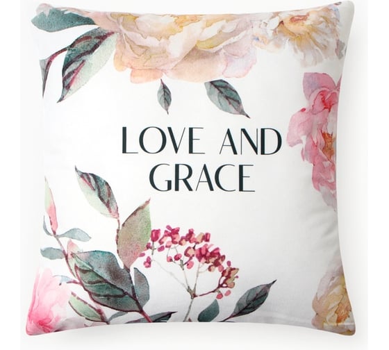 Изображение товара Подушка Этель "Love and grace" 40x40 см, велюр, 100% п/э 10781892