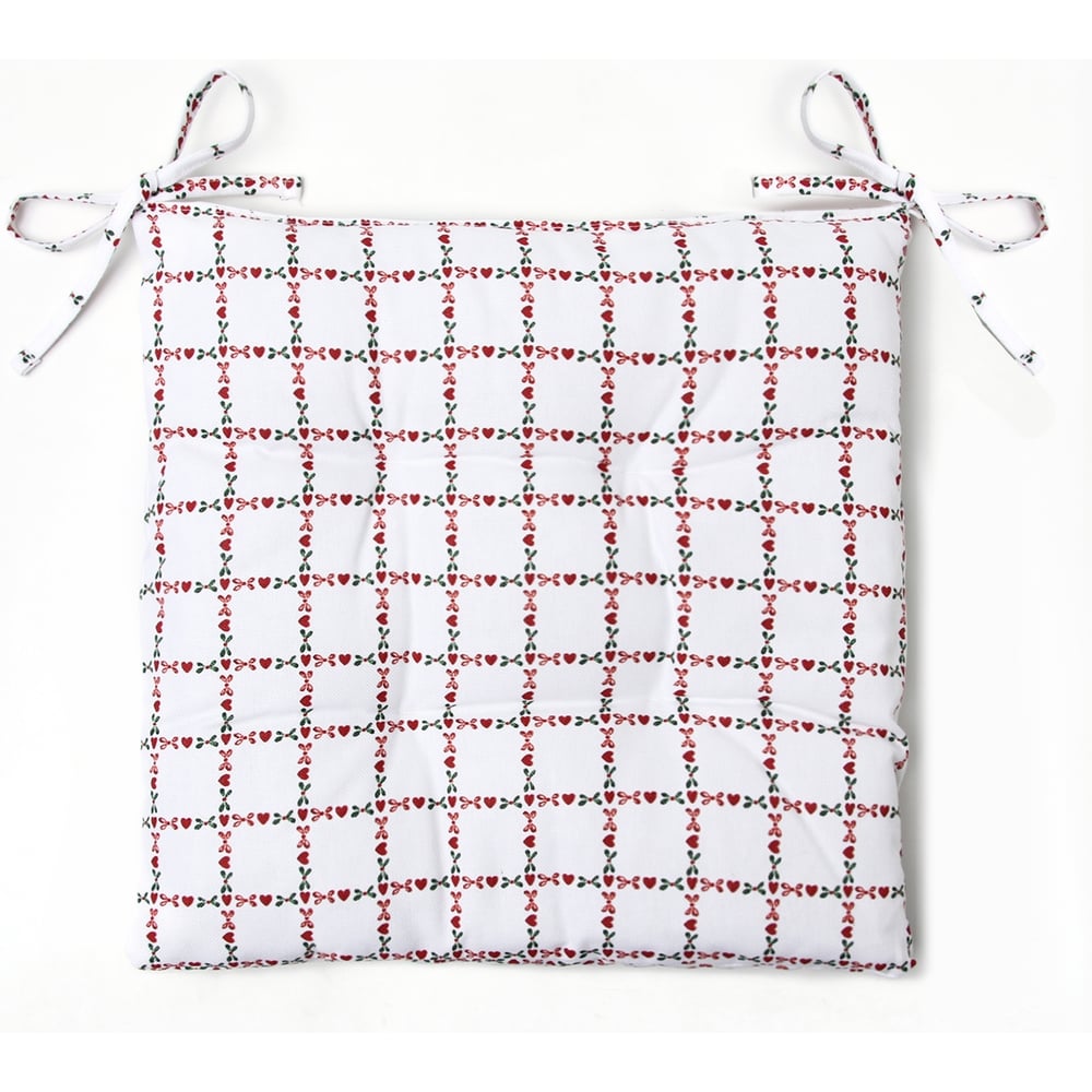 Изображение товара Сидушка Этель "Flower Cage" 40x40 см из хлопка, белая, красная