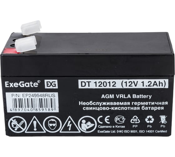 Изображение товара Батарея аккумуляторная АКБ DT 12012 12V 1.2Ah, клеммы F1 ExeGate 249948