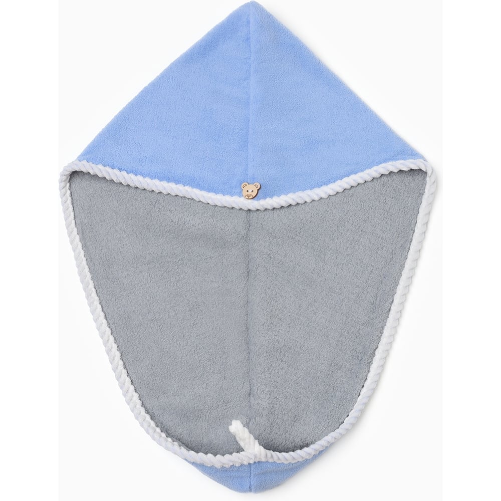 Чалма для сушки волос Этель , цв. голубой/серый, 25х60 см, 100% п/э 10515788