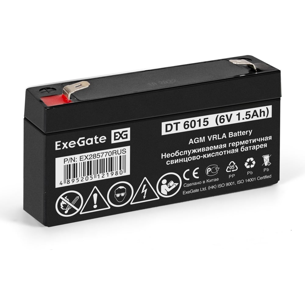 Батарея аккумуляторная АКБ DT 6015 6V 1.5Ah, клеммы F1 ExeGate 285770
