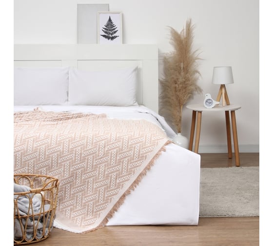 Изображение товара Плед Этель Home 130х180 см, цв. светло-бежевый, 80% хлопок, 20% п/э 10611701