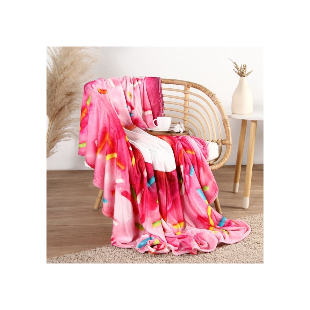 Изображение товара Плед Этель Пончик двуспальный коралловый 180 см флис 280 г/м²