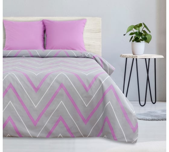 Изображение товара Пододеяльник Этель "Сиренево-серые зигзаги" 145х210 см, 100% хлопок, поплин, 125 г/м² 10801849