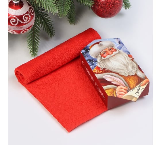 Изображение товара Полотенце махровое Этель "Дед Мороз" 30x30 см, 100% хл, 340 г/м2 9862993