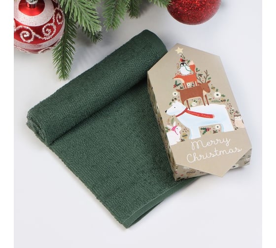 Изображение товара Полотенце махровое Этель "Звериная ёлка" 30x30 см, 100% хл, 340 г/м2 9863000