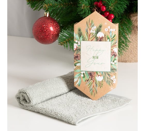 Изображение товара Полотенце махровое Этель "Новогодний букет" 30x30 см, 100% хл 340 г/м2 7336724