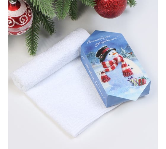 Изображение товара Полотенце махровое Этель "Рождественский вечер" 30x30 см, 100% хл, 340 г/м2 9862999