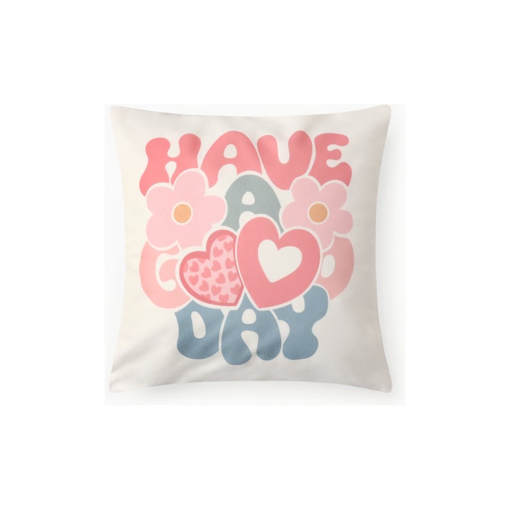 Изображение товара Чехол на подушку Этель Good day 40х40 см полиэстер белый розовый стиль надпись