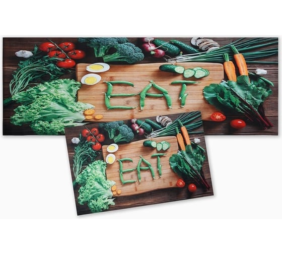 Изображение товара Набор ковриков для кухни Этель "EAT" 2 шт, 38x58 см, 38x118 см 10516147