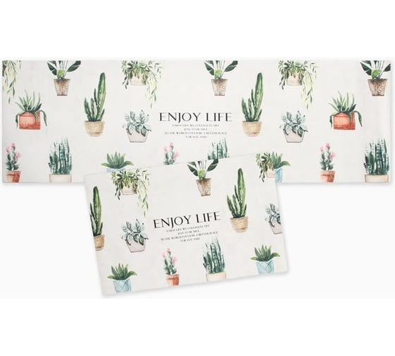 Изображение товара Набор ковриков для кухни Этель "Enjoy" 2 шт, 38x58 см, 38x118 см 10516141