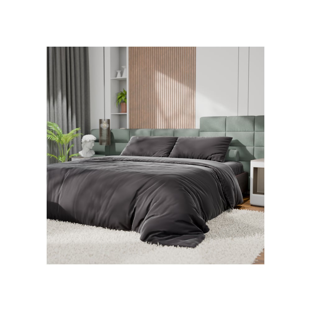 Изображение товара Комплект постельного белья Этель Tencel двуспальный 180x210 см черный