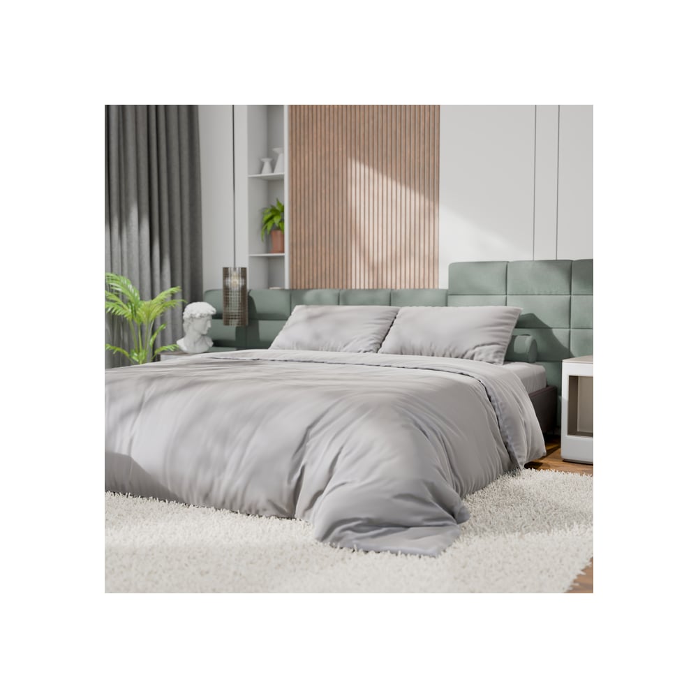 Изображение товара Комплект постельного белья Этель 2сп Tencel 180х210 см, 220х245 см, 50х70см-2шт, цв. светло-серый 10655064