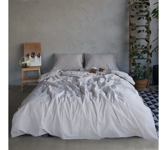 Изображение товара Комплект постельного белья Этель евро "Полоски" 200х220 см, 220х240 см, 50х70-2шт, цв. бежевый, 100%жатый хлопок, 140гр/м2 4627828