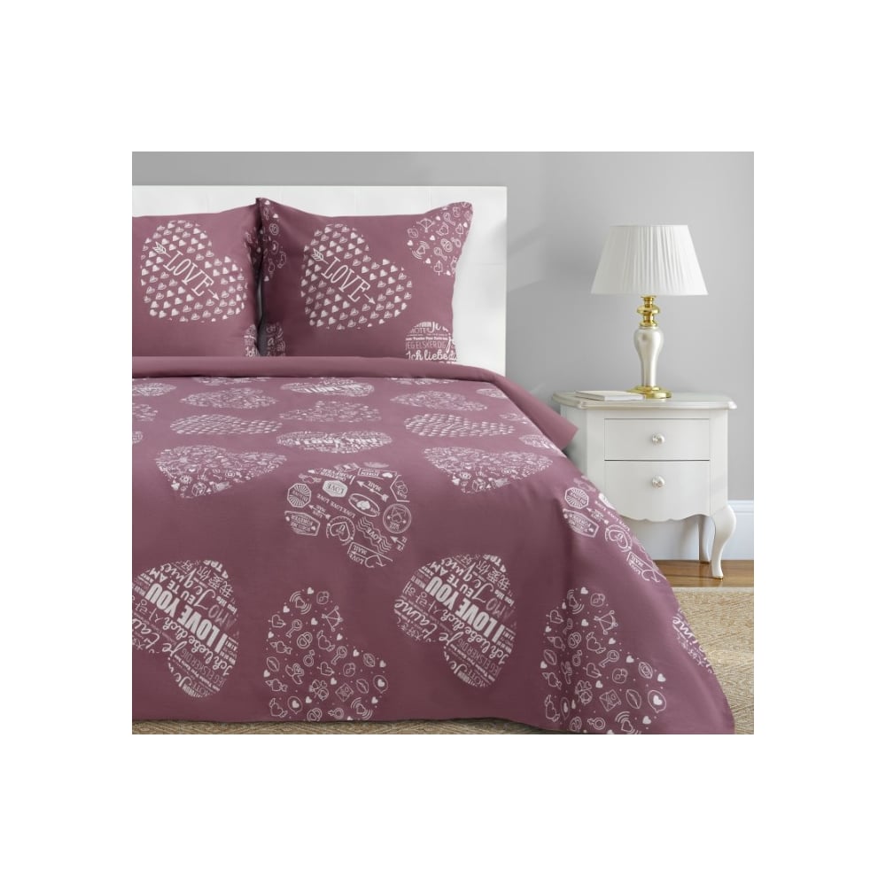Изображение товара Комплект постельного белья Этель евро Te amo вид 2 220x240 см бордовый с сердечным принтом