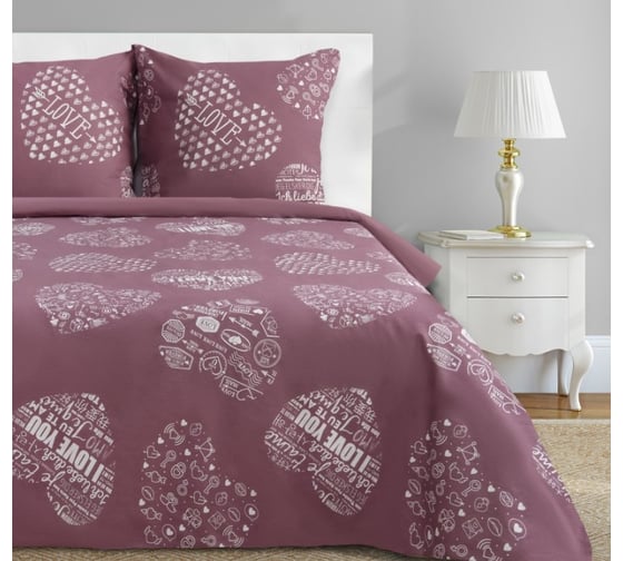 Изображение товара Комплект постельного белья Этель евро Te amo (вид 2) 200х217 см, 220х240 см, 70х70 - 2 шт, бязь 3988386
