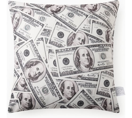 Изображение товара Подушка декоративная Этель "Dollars" 40x40 см, велюр, 100% п/э 10805387
