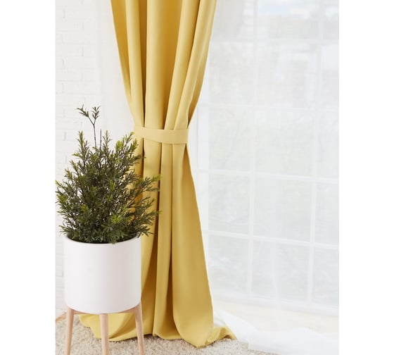 Изображение товара Штора портьерная Этель 250x265, желтый, блэкаут, 100% п/э 9364944