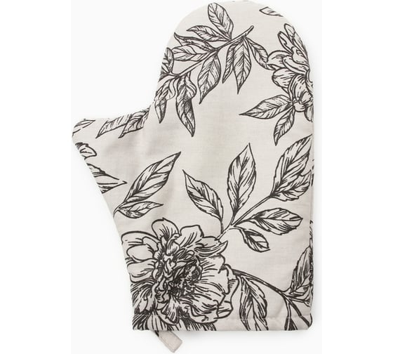 Изображение товара Варежка-прихватка Этель "Black flowers" 20x27 см, 100% хлопок,саржа 190 г/м2 10283366