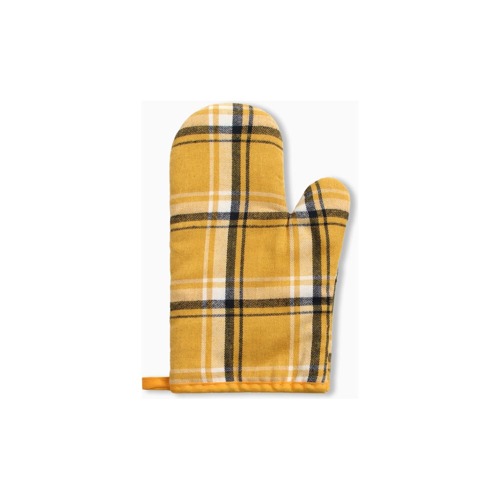 Изображение товара Варежка-прихватка Этель Клетка желтая 26х16 см из полиэстера