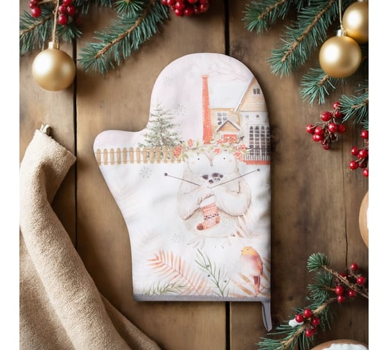 Изображение товара Варежка-прихватка Этель "Звери в городе" 20x28 см, 100% хлопок, ватин 250 г/м2 9618493