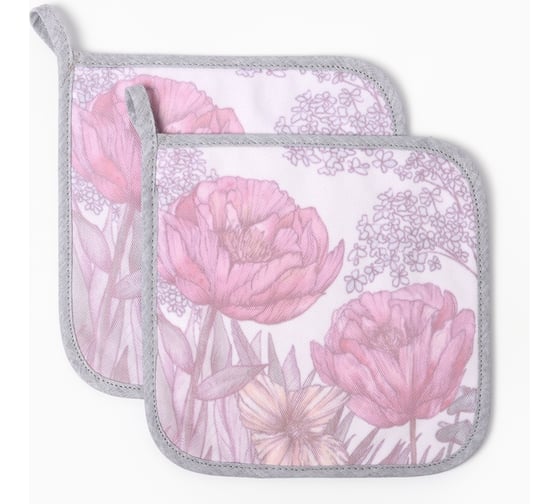 Изображение товара Набор прихваток Этель Рoppy fields 2 шт, 19x19 см, саржа, 100% хлопок, ватин 250 г/м2 10754579