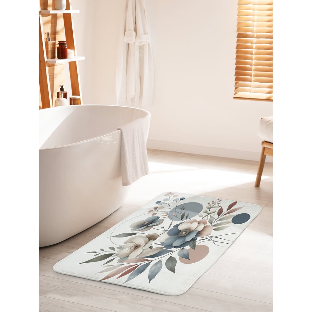 Изображение товара Противоскользящий коврик для ванной комнаты JOYARTY Геометрия цветов 60x100 см