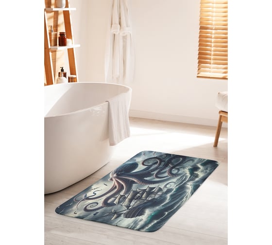 Изображение товара Коврик для ванной комнаты и туалета противоскользящий JOYARTY Гигант осьминог 60x100 см bath_sd3486_60x100
