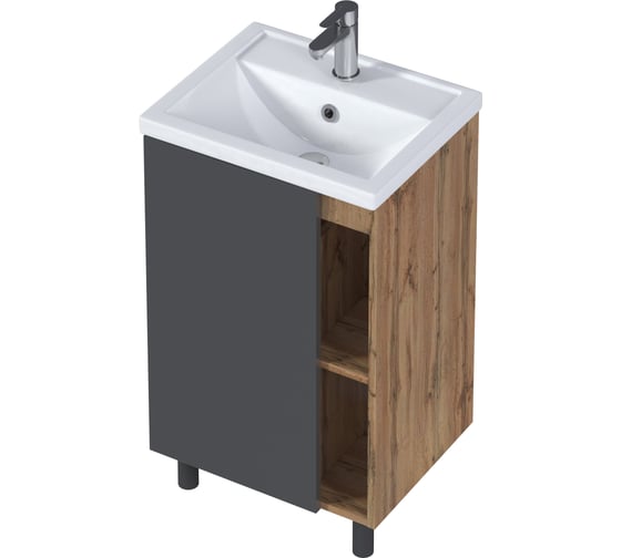 Изображение товара Тумба с раковиной в ванную 1Marka 50 см Orlan напольная Антрацит Ц0000026838