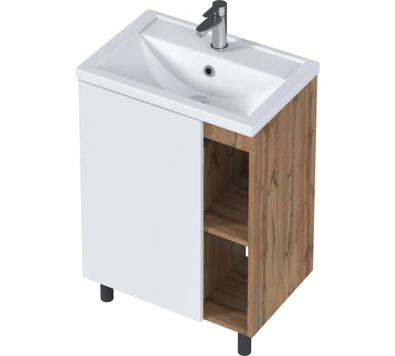 Изображение товара Тумба с раковиной в ванную 1Marka 60 см Orlan напольная Белая Ц0000026839