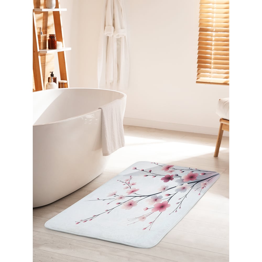 Изображение товара Коврик для ванной комнаты и туалета противоскользящий JOYARTY Ветка сакуры 60x100 см bath_sd3487_60x100