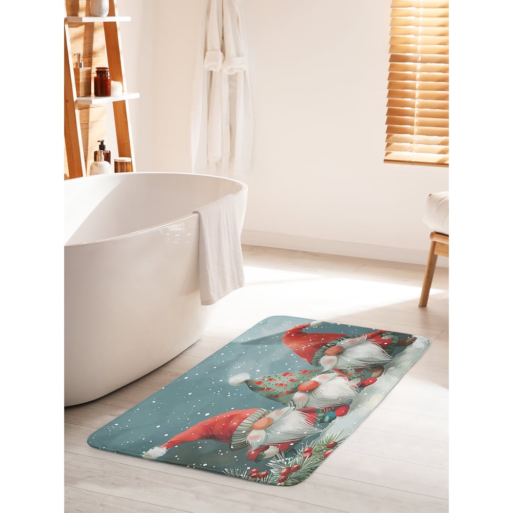 Изображение товара Противоскользящий новогодний коврик для ванной 60x100 см JOYARTY