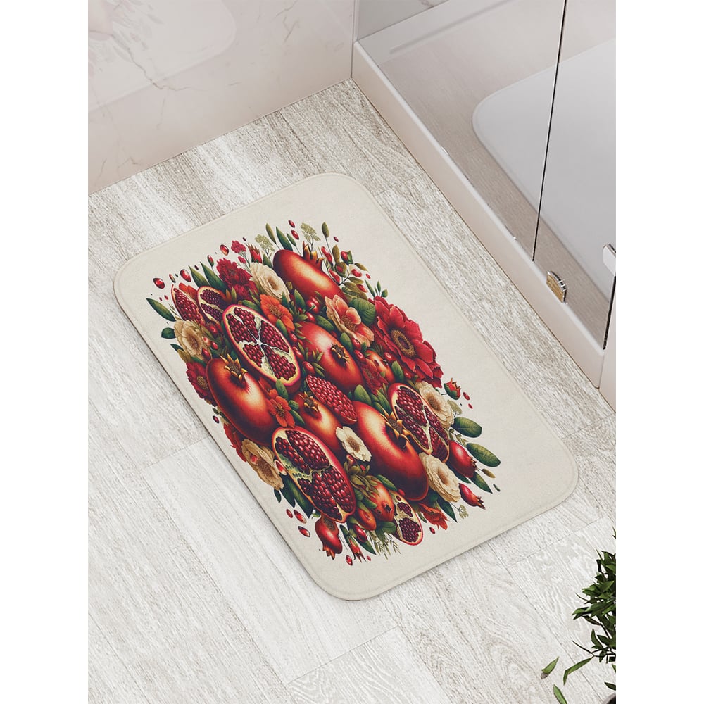 Изображение товара Коврик для ванной комнаты JOYARTY Гранатовый букет 52x77 см противоскользящий
