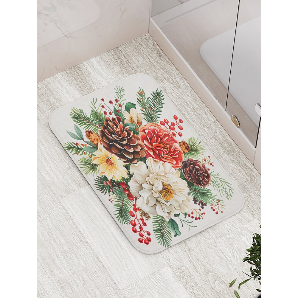 Изображение товара Коврик для ванной комнаты противоскользящий JOYARTY Букет с шишками 52x77 см