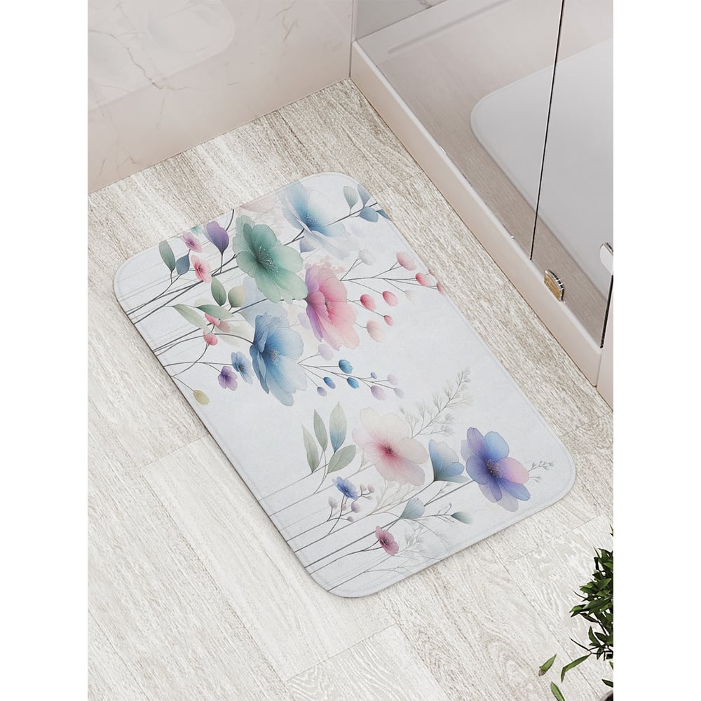 Изображение товара Коврик для ванной комнаты и туалета JOYARTY Акварельные цветы 52x77 см противоскользящий