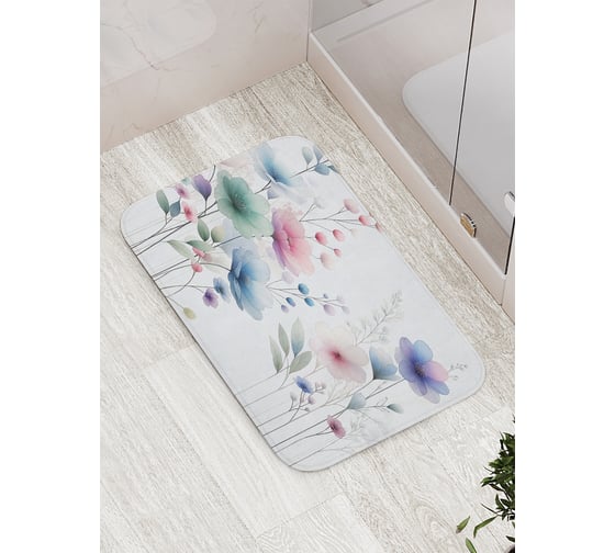 Изображение товара Коврик для ванной комнаты и туалета противоскользящий JOYARTY Акварельные цветы 52x77 см bath_sd3527