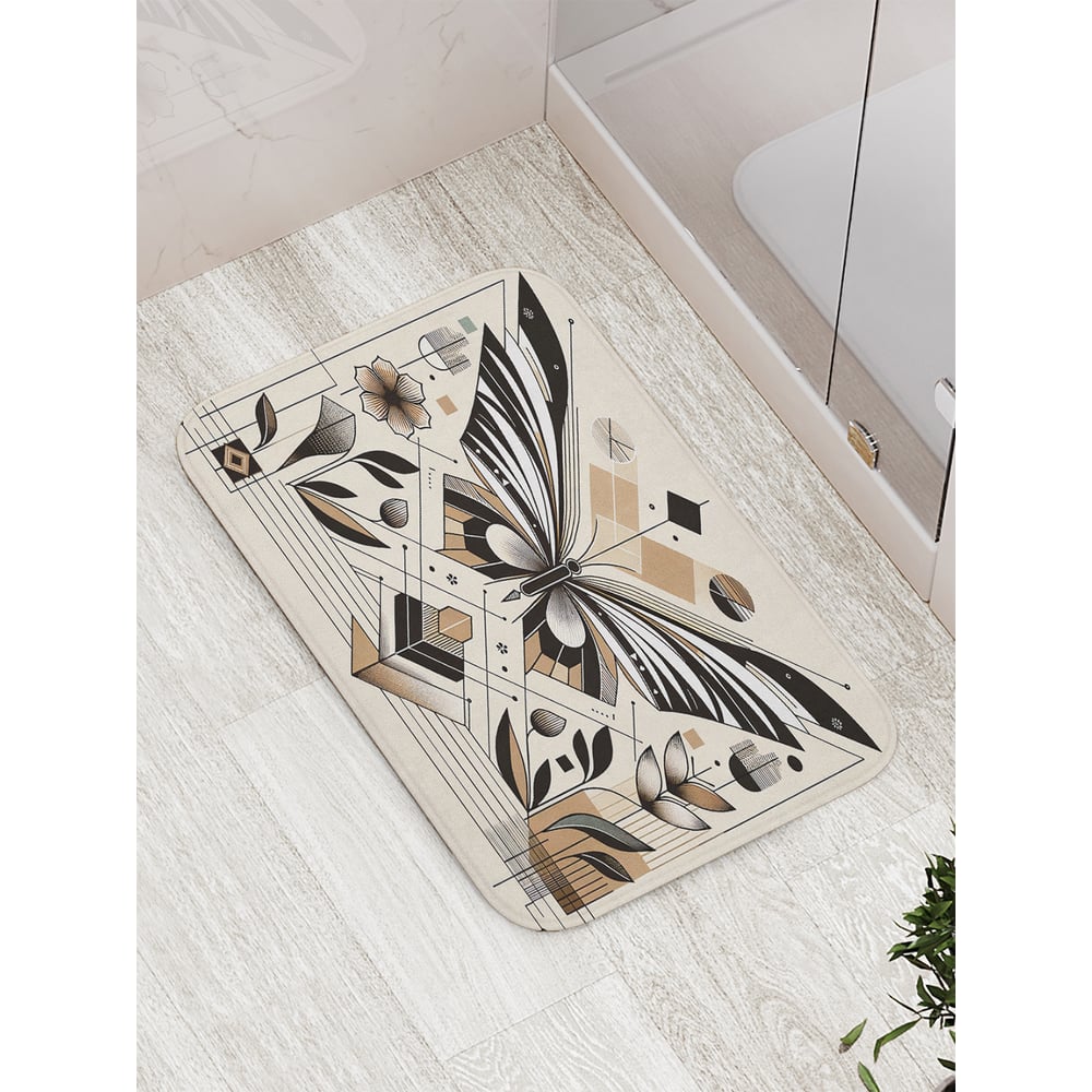 Изображение товара Коврик для ванной JOYARTY противоскользящий с бабочками 52x77 см