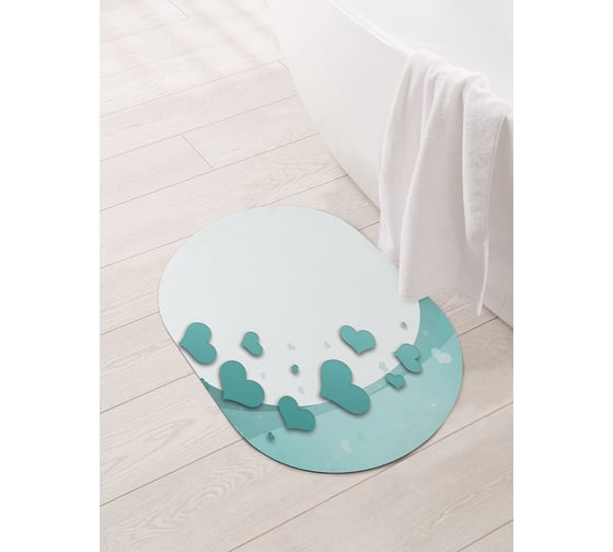 Изображение товара Коврик для ванной и туалета овальный противоскользящий JOYARTY Сердечная дуга 58x38 см, серия День влюбленных и семьи sbm_12026_58x38