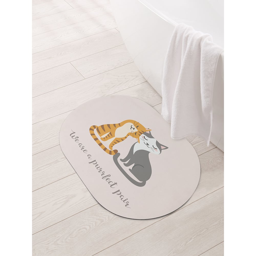 Изображение товара Коврик для ванной овальный противоскользящий JOYARTY 58x38 см серия День влюбленных