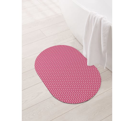 Изображение товара Коврик для ванной и туалета овальный противоскользящий JOYARTY Многообразие сердец 58x38 см, серия День влюбленных и семьи sbm_210720_58x38