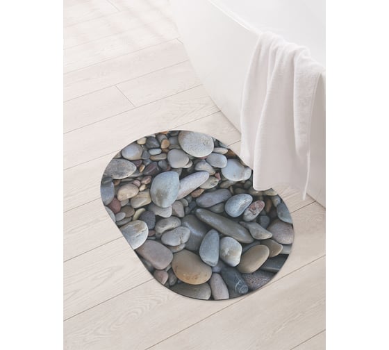 Изображение товара Коврик для ванной и туалета овальный противоскользящий JOYARTY Морская галька 58x38 см sbm_91599_58x38