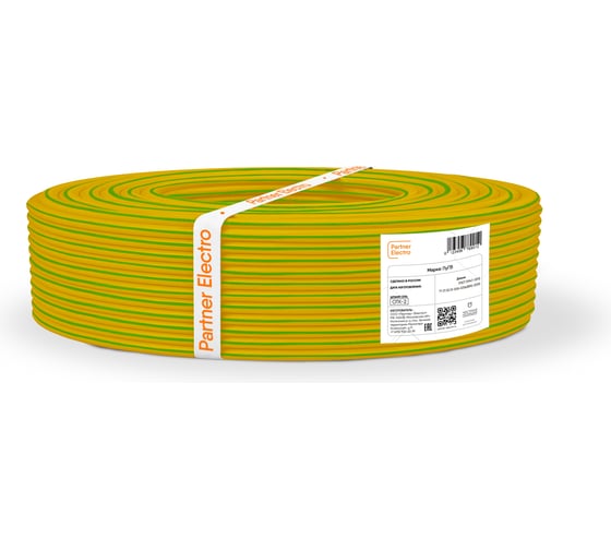 Изображение товара Провод Партнер-электро ПуГВ 1x6 зелено-желтый (200м) P055G-01P08MC-B200YG