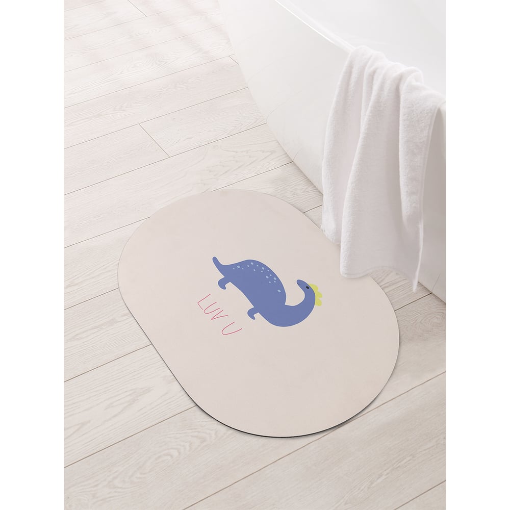 Изображение товара Овальный противоскользящий коврик для ванной JOYARTY 58x38 см серия Люблю тебя