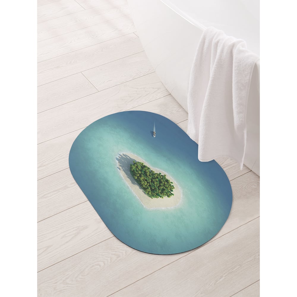 Изображение товара ОВАЛЬНЫЙ противоскользящий коврик для ванной серии Остров любви 58x38 см