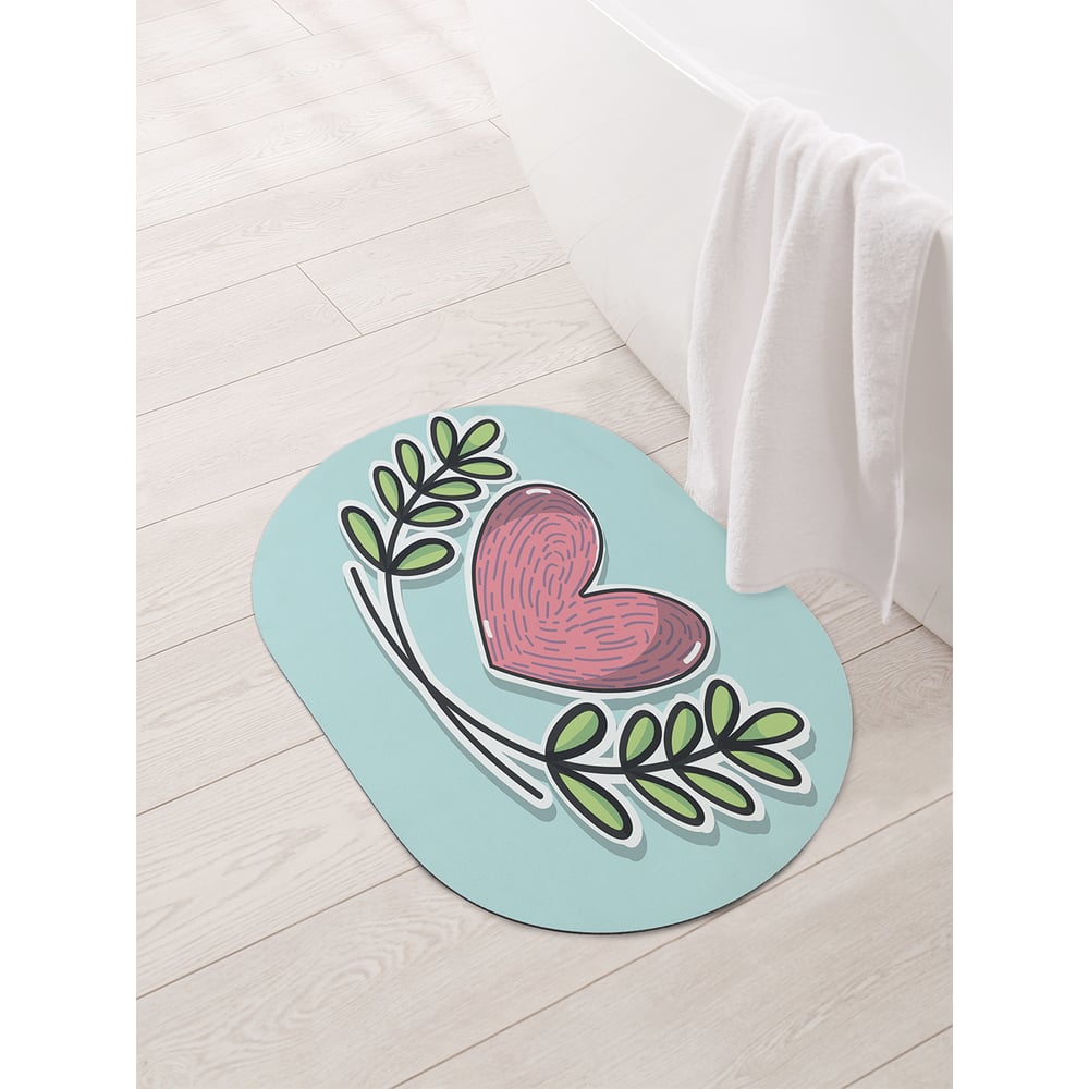 Изображение товара Коврик овальный противоскользящий для ванной JOYARTY сердечки 58x38 см