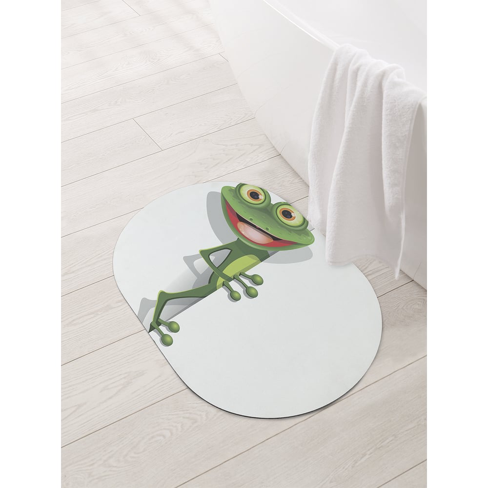 Изображение товара ОВАЛЬНЫЙ ПРОТИСКОЛЬЗЯЩИЙ КОВРИК ДЛЯ ВАННОЙ JOYARTY 58X38 СМ УЛЫБКА ЛЯГУШКА