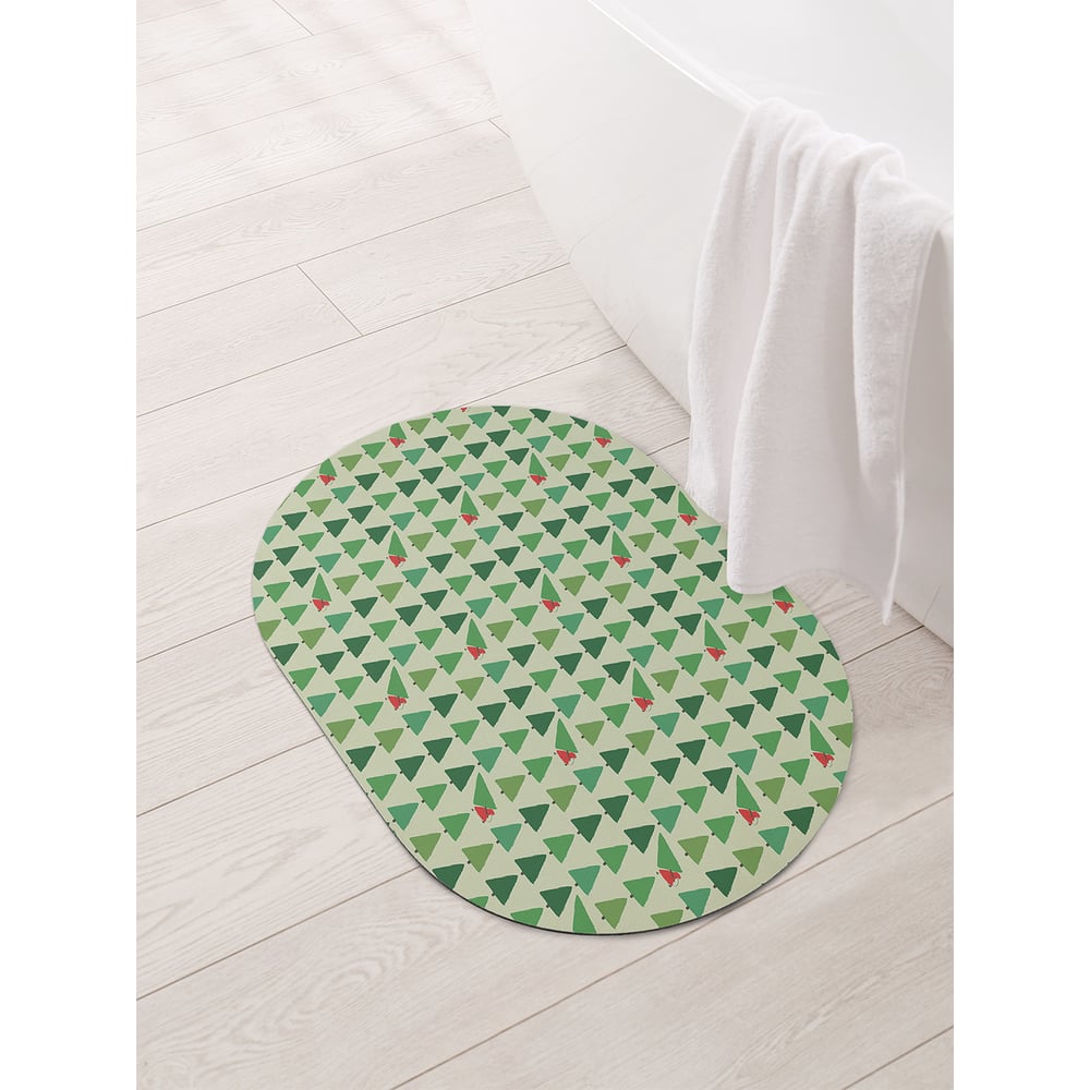 Изображение товара Овальный противоскользящий коврик для ванной JOYARTY серия Украли ёлку 58x38 см