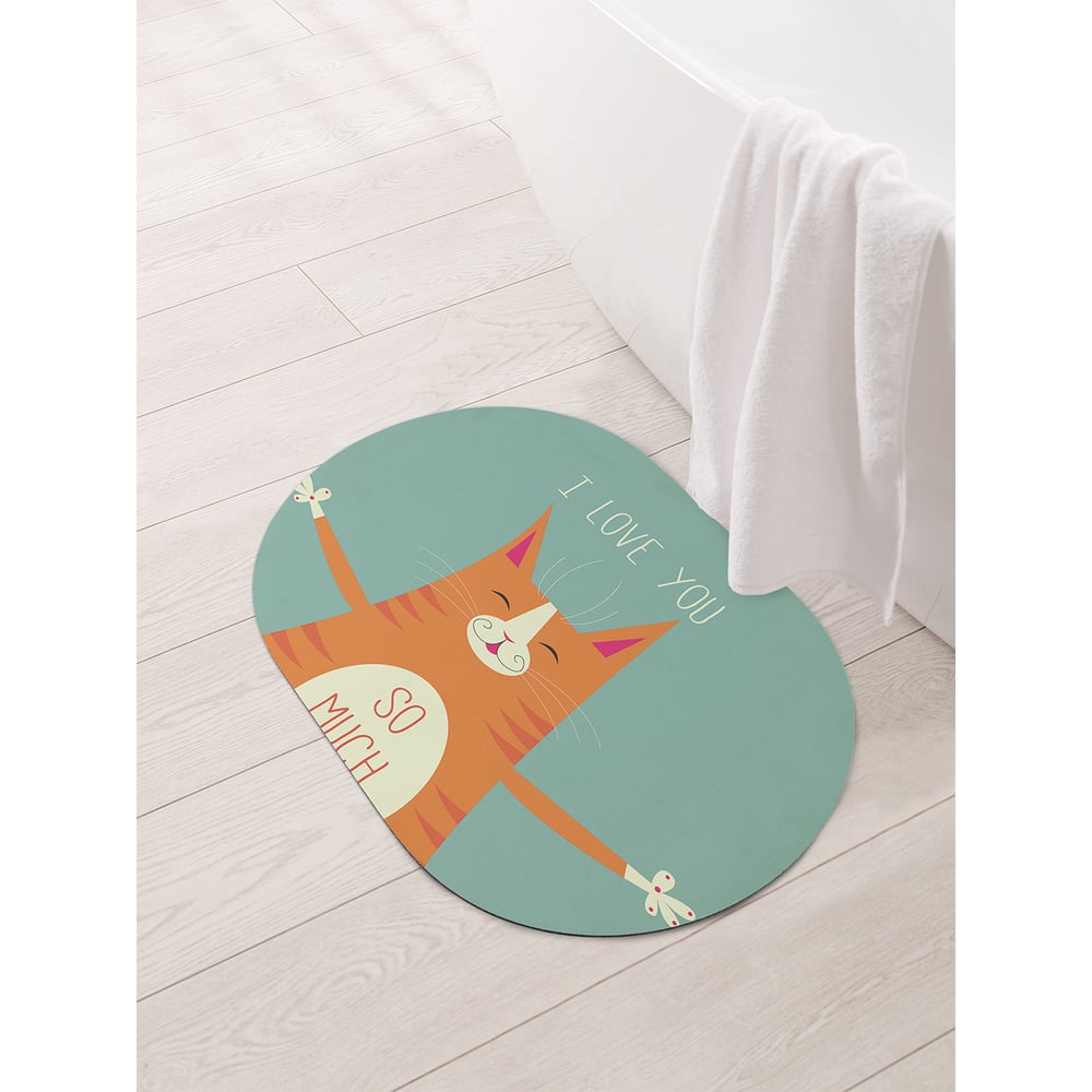 Изображение товара Коврик для ванной овальный противоскользящий JOYARTY 58x38 см Любовь без границ