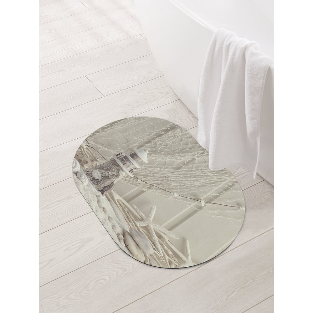 Изображение товара Овальный противоскользящий коврик для ванной JOYARTY Маяк 58x38 см